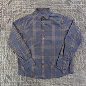 UNTUCKit Blue Flannel Men Cotton Shirt Slim Fit | Sz M